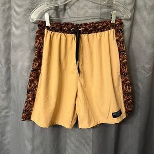 Tan and Brown Men's Athletic Shorts